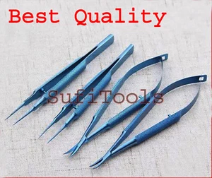 Juego de instrumentos microquirúrgicos básicos conjunto de microcirugía recubierto de plasma azul 17 cm - Imagen 1 de 3