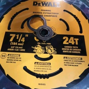 5 Pack Dewalt Circular Saw Blade Framing 24 T 7-1/4-In DWA171424B10 - Picture 1 of 4