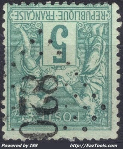 FRANCE TYPE SAGE 5c VERT N°75 AVEC BELLE OBLITERATION JOUR DE L'AN GC 820 A VOIR - Picture 1 of 2