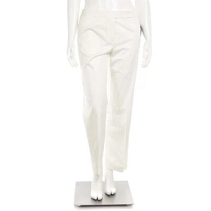 Escada Off-White Classic Lightweight Cotton Twill Pant Trouser sz 40 DE/10 US - Picture 1 of 8