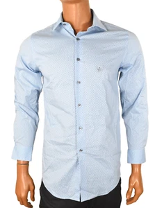Alfani Mens Shirt New S 14 -14.5 32/33 Blue Geometric Design Slim Fit - Picture 1 of 6