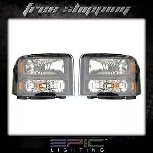 Headlights Headlamps Pair Left right set for 05-07 Ford Super Duty Pickup Trucks - Picture 1 of 1