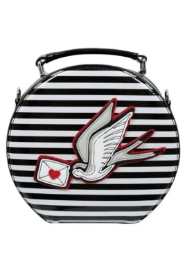 Hell Bunny Sadie Retro Bag Swallow Applique Holding Love Letter - Image 1 of 4