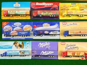 Lot Of 9 Trucks Tractor Units Promotional Models Milka Etc. Mint! OVP 1704-07-79 - Picture 1 of 7