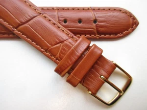 Cognac brown alligator print 17 MM leather watch band strap - G - Picture 1 of 4