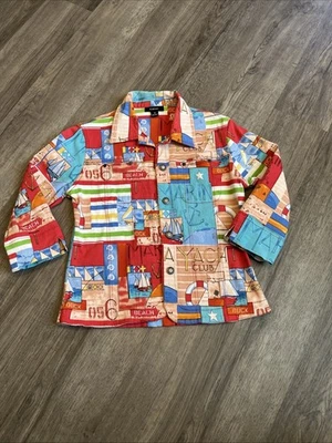 Chaqueta Camisa Cactus Náutica Playa Tema Estampado Abotonado Talla M Mangas 3/4 Foto 1 de 4