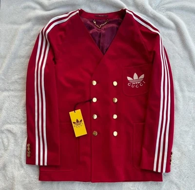 Chaqueta Blazer Formal Gucci X Adidas Rayas Rojas - 50IT / Grande - $2980 - Nueva Foto 1 de 4