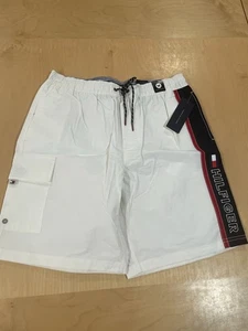 NWT New With Tags Tommy Hilfiger Classic Tricolor Logo White Swim Trunks Size M - Picture 1 of 8