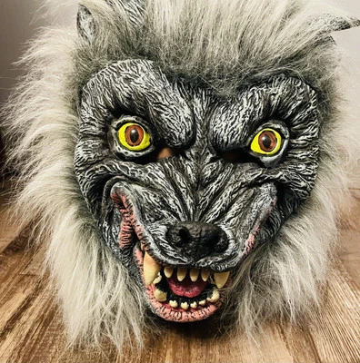 Ferocious Fangs Werewolf Adult Mask Head Halloween Accessory Grey Wolf Unbranded - Image 1 of 4