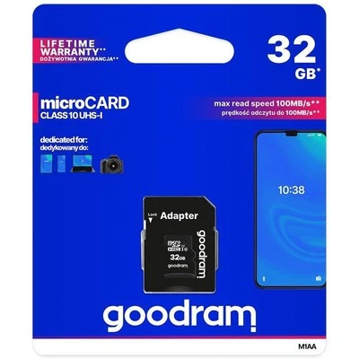 Scheda Memoria Goodram Micro SdHc  32Gb Classe 10 UHS-I Con Adattatore Sd - Immagine 1 di 2
