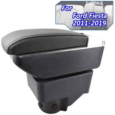 Content Armrest For Ford Fiesta 2013 2016 Central Cup Holder Interior Parts Box; - Imagem 1 de 4