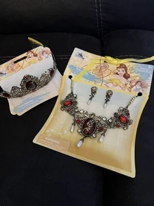 Disney Princess Belle Girls Costume Tiara, Necklace, & Clip On Earring Set - Picture 1 of 8