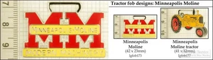 Minneapolis Moline tractor decorative fobs, various designs & keychain options - Picture 1 of 7