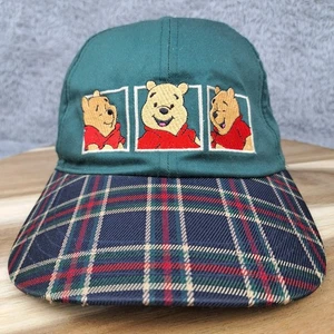 Vintage Disney Hat Cap Stretch Back Green Plaid Winnie the Pooh Theme Park  - Picture 1 of 8