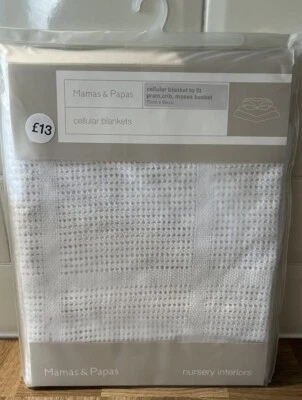 Mamas & Papas Small Cellular Blanket - White Size 70 X 90cm - Pram, Crib, Basket - Image 1 of 4