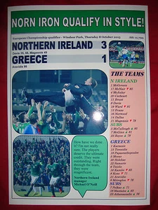 Northern Ireland 3 Greece 1 - 2015 - Euro 2016 qualifier - souvenir print - Picture 1 of 1