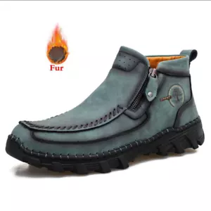 Winter Plus Samt-Schneestiefel Stiefeletten Aus Echtem Leder Sportschuhe Herren - Bild 1 von 20