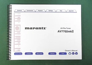 Marantz AV 7702 MK II Owner's Manual: 362 Full Color Pages & Protective Covers! - Picture 1 of 1