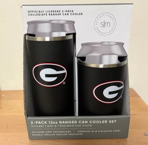 UGA Georgia Bulldog Vacuum Insulate Stainless Steel Can Coolers Gift SET Cover