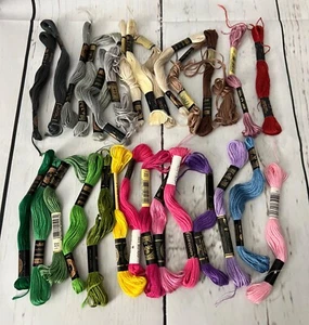Vintage Embroidery Floss Cross-stitch 29 Skeins MEZ DMC Anchor J&P Coats Various - Picture 1 of 14