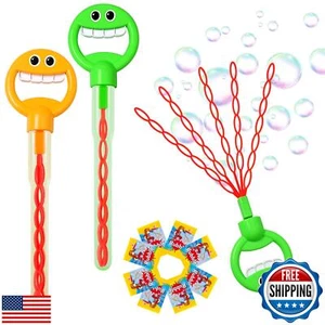 Olfrid Bubble Wand 2 Pack, 36 Hole Smiling Face Bubble Wand for Kids Outdoor - Picture 1 of 5