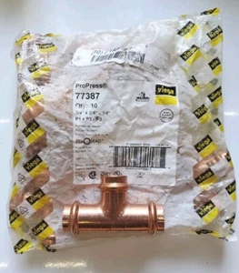 11 Viega 77387 , 3/4" x 3/4" x 3/4" P x P x P ,ProPress Copper Tee FREE SHIPPING - Picture 1 of 2
