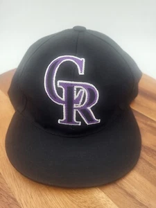 Colorado Rockies VTG Cap black CR Logo rounded Flatbill hat - Picture 1 of 9