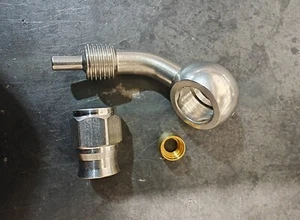 DIY - AN3 Motorcycle M10 stainless Steel brake hose fitting - 45 degrees. - Picture 1 of 2