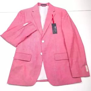 $295 Tommy Hilfiger Conrad Solid Pink / Red Chambray Blazer Jacket Mens Size 40S - Imagen 1 de 13
