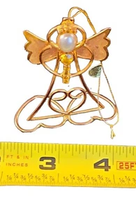 ORNAMENT DECORATED WIRED CHRISTMAS GOLD ANGEL HEARTS HOLIDAY - Picture 1 of 2