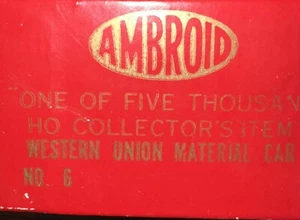 AMBROID HO Scale Kit No. 6 Western Union Material Car CRAFTSMAN - Picture 1 of 3