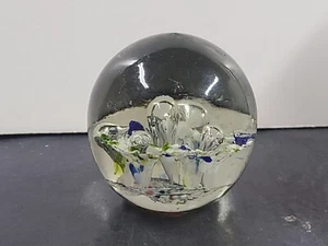 Art Glass Paperweight Clear Green And Blue Hints Sea Creature Bubbles 3" - Picture 1 of 8