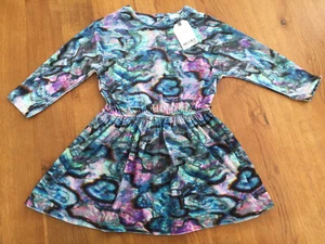 NEXT Baby Girls Green/Blue/Pink 'Marble' Velour Dress - BNWT - Picture 1 of 2