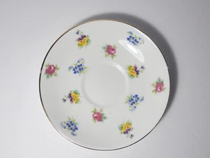 PLATILLO FLORAL BLANCO VINTAGE CORONA STAFFORDSHIRE INGLATERRA ADORNO DORADO - Imagen 1 de 8