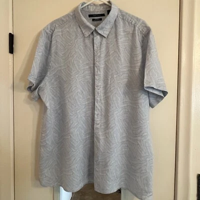 PERRY ELLIS Light Blue/White 100% Linen Short Sleeve Shirt Men's XXL - Image 1 of 4