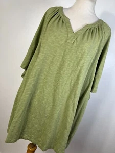 D&Co 4X Camisa Top Verde Oliva Cuello en V Manga Corta Túnica Algodón Mezcla Lino H9 - Imagen 1 de 6