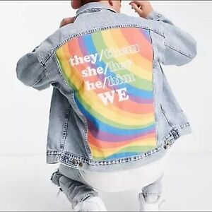 NWT Levi’s Liberation Pride Rainbow Trucker Denim Jacket Pronouns Unisex XXL