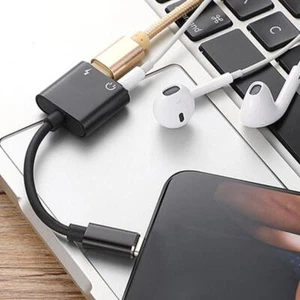 AUX Audio Headphone Splitter Cable USB-C Charging Adapter to Type-C 3.5mm N3A3 - Zdjęcie 1 z 9