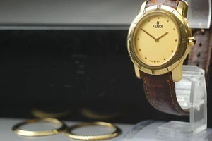 Near MINT / Box* Vintage FENDI 800G Gold Change Bezel 34mm Quartz Men's Watch - Picture 1 of 10