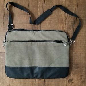 TYPO by Cotton On Premium Canvas Laptop Crossbody Laptop Bag Case 15 Inch Olive 