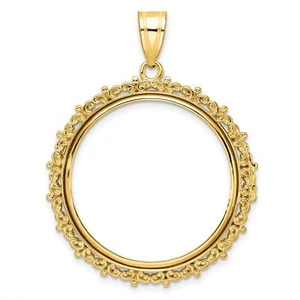 2008 $25 1/2 oz American Buffalo Prong Set Fancy Scroll Coin Bezel in 14k Gold - Picture 1 of 7