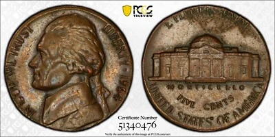 ER471 1964 Jefferson Nickel. Struck on Bronze Cent Planchet. PCGS AU55 - Image 1 of 4