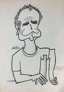 Juan David. Caricature. Untitled, 1972. Ink on cardboard. Original signed. - Picture 1 of 11