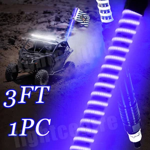 3ft LED Lighted Antenna COB Whip Flag Pole Blue for ATV UTV Polaris RZR Buggy - Picture 1 of 7