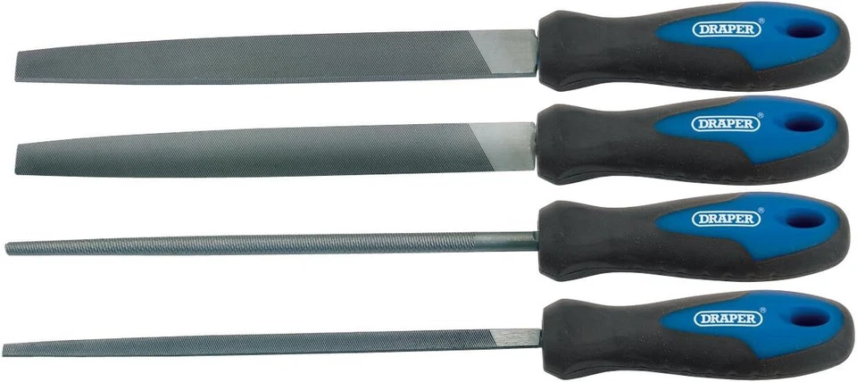 Draper 44962 Engineers Metal Work File Set with Soft Grip, 200mm, 4 Pieces , Bl - Image 1 of 1