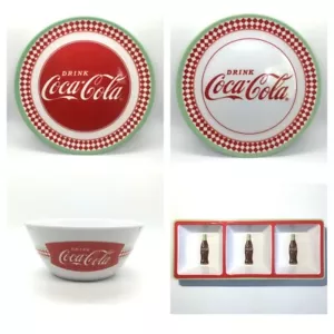 Coke Plate Bowl Serving Platter Genuine Coca-Cola Gibson Melamine 10.5" Set NEW - Picture 1 of 23
