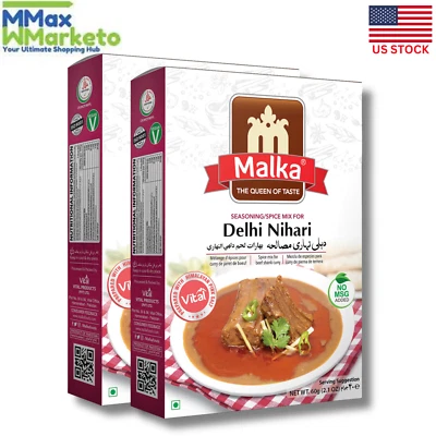 Malka Delhi Nihari Seasoning Mix 60gm - NON GMO, NO MSG (Pack Of Two)