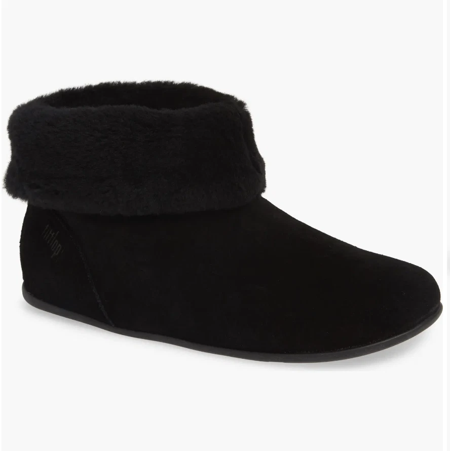 Fitflop Sarah Shearling 拖鞋黑色 1842 女式鞋 8.5 码 — 第 1/4 张图片