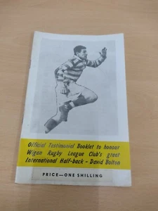 David Bolton Wigan Rugby League Testimonial Booklet Wigan Warriors Programm 60er - Bild 1 von 3