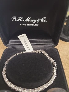 R.H. Macy & Co Fine Jewelry Bridge Diamond Bracelet, 1/4 CTW, Sterling Silver - Picture 1 of 4